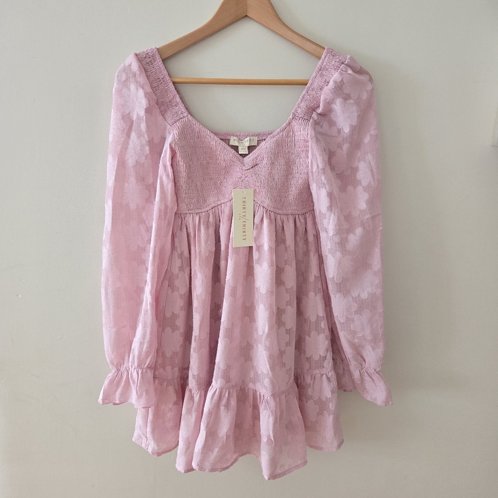 BNWT Thirty Thirty Pink Floral Womens babydoll Dress xs